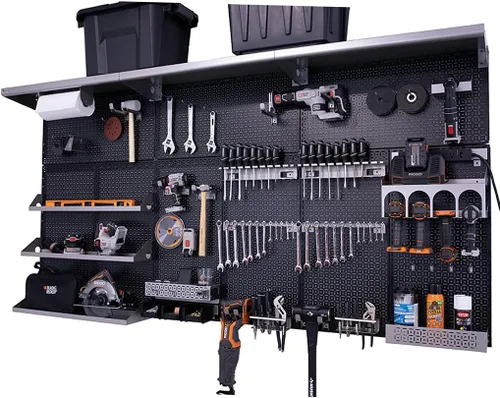 Vista 35 de OmniWall Weekend Warrior XL - Sistema de organización de pared de metal (negro/azul)