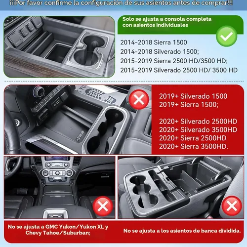 Vista 2 de EDBETOS Bandeja Organizadora de Consola Central Compatible con Accesorios Chevy Silverado/GMC Sierra 1500 2014-2018 2015-2019 Silverado/Sierra