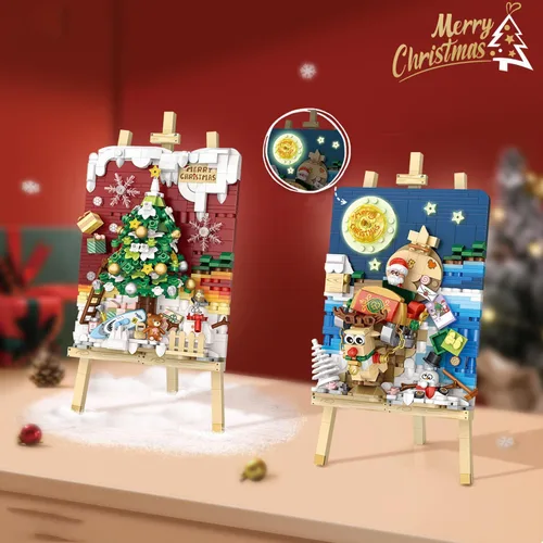 Vista 7 de Mini juego de bloques de pintura 3D de trineo de construcción, 646 piezas, kit de modelo de construcción de estereógrafo creativo, juguete