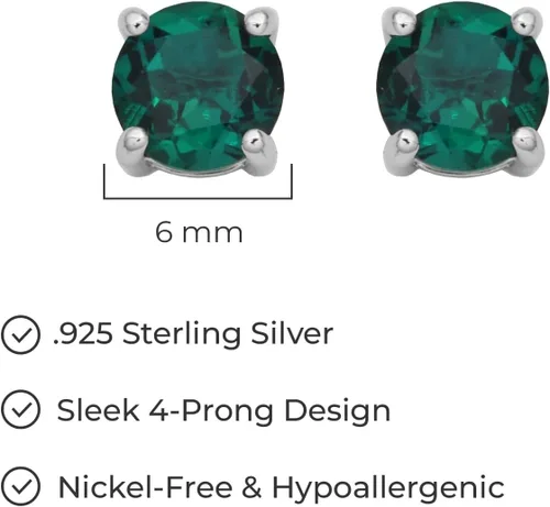 Vista 45 de Amazon Essentials Aretes redondos de plata de ley con piedra natal (anteriormente colección Amazon)