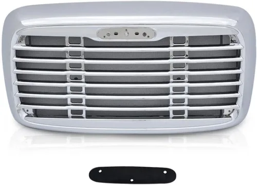 Vista 5 de PIT66 Rejilla, compatible con Freightliner Columbia 2000-2008, rejilla cromada con pantalla de insectos, A1715107000 A1715251003 Front Bumper