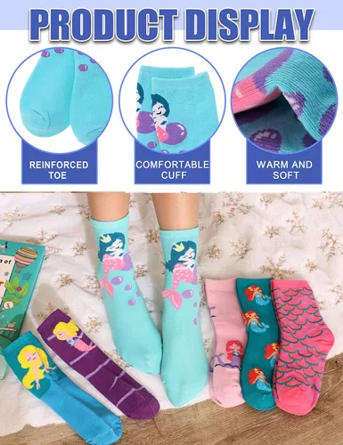 Vista 5 de Anlisim Calcetines de algodón suave para niñas, diseño de animales, de dibujos animados, paquete de 6