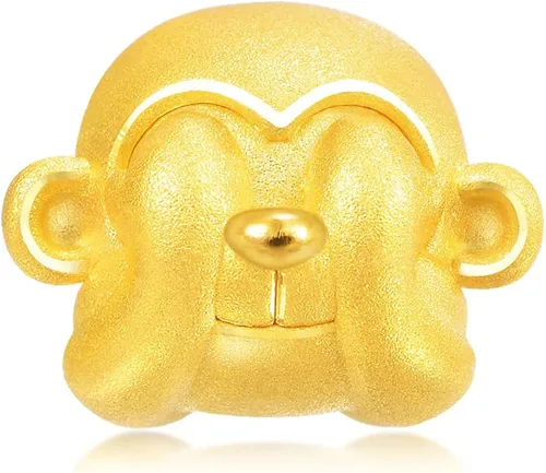 Vista 3 de CHOW SANG SANG 999 - Pulsera de oro macizo de 24 quilates con dije de mono sabio See No Evil para mujer 88285C, Metal, no conocido