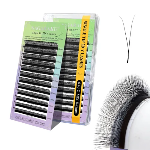 Vista 101 de NAGARAKU YY - Extensiones de pestañas, suministros Y, Lash 4D, Easy Fan, pestañas cruzadas de volumen ruso, pestañas YY, tejidas a mano, malla