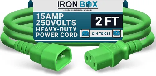 Vista 49 de IronBox Electric - Cable de Alimentación C14 a C13 de Servicio Pesado, 15A, 250V, Cable de Extensión para Computadora 14/3 AWG - Cables