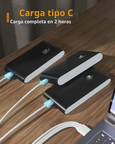 Vista 5 de WILLED Luz nocturna recargable, luces inalámbricas para escaleras para interiores, luz blanca cálida con sensor de movimiento para interiores, se