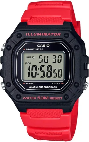 Vista 2 de Casio W218H Series Men’s Digital Watch 50M WR 1/100 Second Stopwatch 100 SEC Chronograph LED Backlight Countdown Timer Daily Alarm