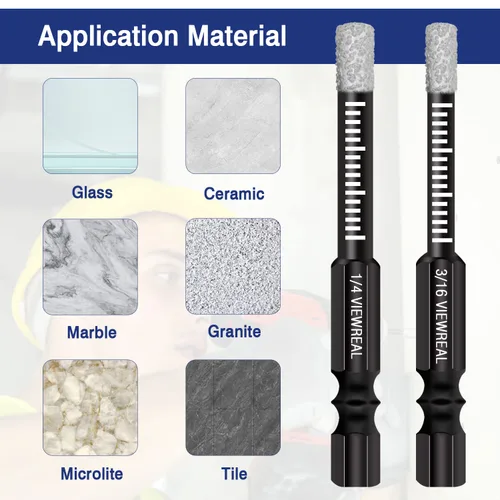 Vista 6 de Juego de 6 brocas de diamante seco, brocas de porcelana con cera de enfriamiento para baldosas de mármol de granito de cerámica, piedra