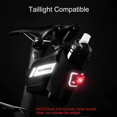 Vista 6 de Bolsa de sillín de bicicleta ROCKBROS con soporte para botella de agua, bolsa de bicicleta bajo el asiento, impermeable para bicicleta de carretera