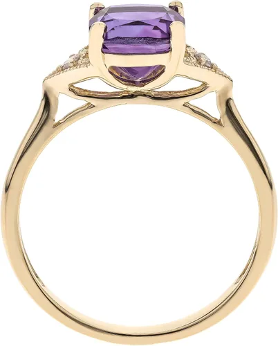 Vista 2 de Gin & Grace Anillo de amatista y diamante de oro amarillo de 10 quilates para mujer