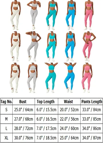 Vista 7 de ABOCIW Conjuntos de entrenamiento para mujer, 2 piezas, cintura cruzada, leggings de cintura alta, tirantes deportivos, para ejercicio, gimnasio