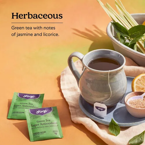 Vista 4 de Yogi Tea Té Verde Superantioxidante - 16 Bolsitas de Té por Paquete (6 Paquetes) - Té Verde Orgánico para Apoyo Antioxidante - Incluye Hoja de Té