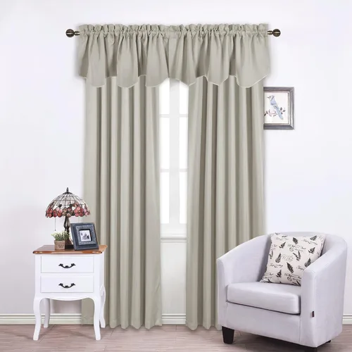 Vista 4 de NICETOWN Cortinas Cenefa Opacas para Oscurecer la Habitación, Cenefas Cortas de Cocina, Cortinas de Ventana Estilo Granja con Bolsillo para Barra