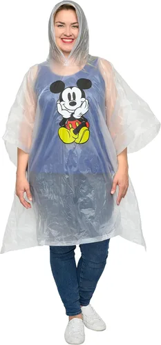 Vista 4 de Disney Mickey Mouse - Poncho de lluvia con capucha estampado unisex para adultos