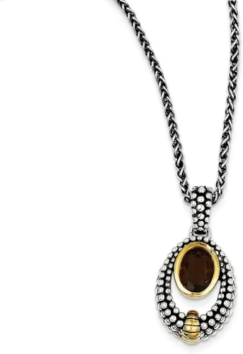 Vista 7 de 925 Sterling Silver Gold Plated Smoky Quartz Oval Necklace Pendant Charm Gemstone Fine Jewelry For Women Gifts For Her