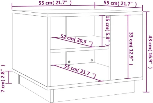 Vista 2 de Black Engineered Wood Coffee Table, 21.7" Square Modern Living Room Accent Table with Storage Shelf, Indoor Use, Easy Assembly