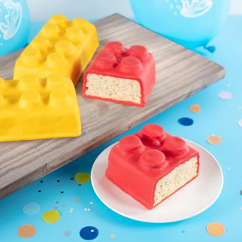 Vista 7 de Molde de ladrillo para tartas de construcción, paquete de 4 unidades, para decorar pasteles en forma 3D de 9 pulgadas, fiestas de cumpleaños