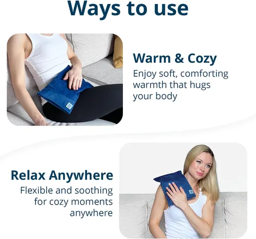 Vista 2 de Almohadilla térmica para microondas (con funda extraíble) – Almohadilla de terapia de calor húmedo con peso para microondas para espalda, cuello