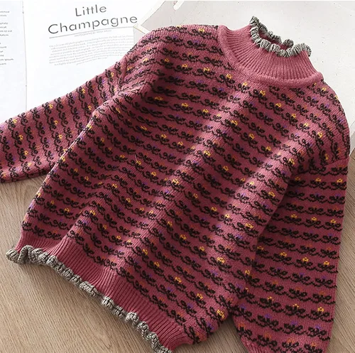 Vista 9 de Camisetas para bebé niña, suéter con mangas de suéter, ropa de una niña larga con fondo largo para niñas de bebé simple