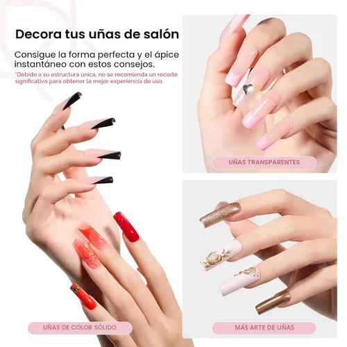 Vista 2 de Beetles Tipex Instant Apex - Puntas de uñas cuadradas largas, 192 piezas, 16 tamaños (00-14)