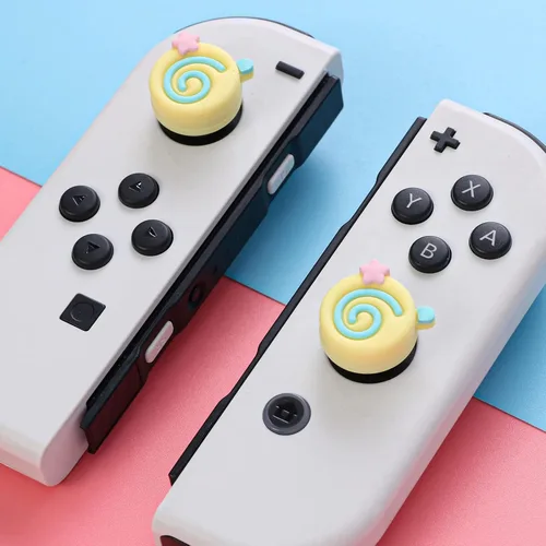 Vista 3 de Tapas de agarre para el pulgar, bonitos agarres para Nintendo Switch, funda de silicona suave compatible con Nintendo Switch/Switch OLED/Switch Rosa