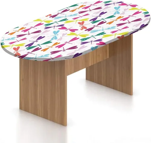Vista 10 de Mantel ajustable ovalado, mantel ajustable de poliéster elástico con libélula, plantas naturales, césped, flores silvestres, efectos de pincel, se