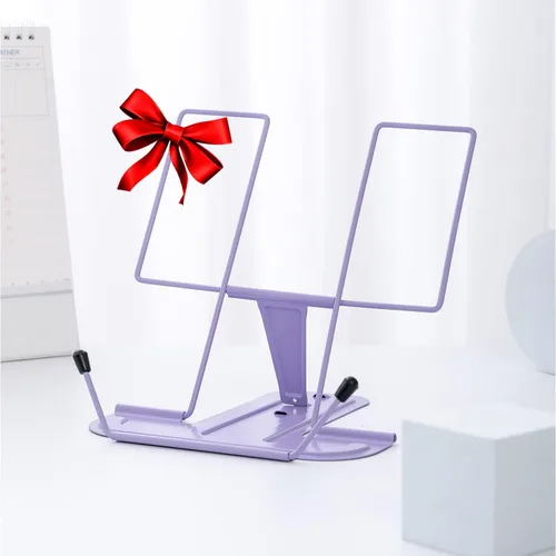 Vista 18 de MSDADA - Soporte de libros de metal para escritorio, soporte ajustable para lectura, soporte portátil para libros de cocina y documentos, soporte