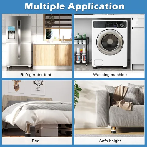 Vista 7 de SEISSO Elevadores redondos para muebles (juego de 4), elevadores de muebles resistentes de 3.7 pulgadas, elevadores de cama ajustables para sofá
