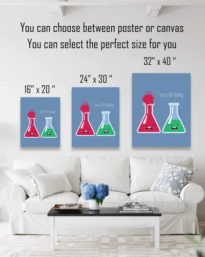 Vista 3 de Govivo You're OVER Reacting - Decoración de pared de juego de palabras de ciencia – Divertido arte de química para el aula de escuela secundaria