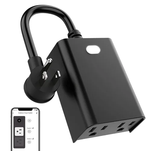 Vista 8 de Enchufe inteligente WiFi para exteriores, enchufes inteligentes que funcionan con Google Home para control de voz, control remoto inalámbrico por