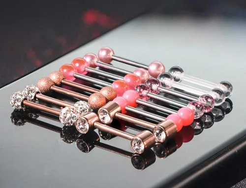 Vista 4 de Prjndjw 8-12 pares de anillos para pezón de acero quirúrgico de 14G y 16G, anillos para lengua de acero quirúrgico, piercing para pezón, diamantes