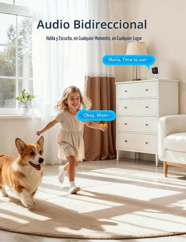 Vista 6 de GNCC Cámara de seguridad interior 2K para el hogar, cámara para mascotas con WiFi de doble banda, mini cámara para perros con aplicación