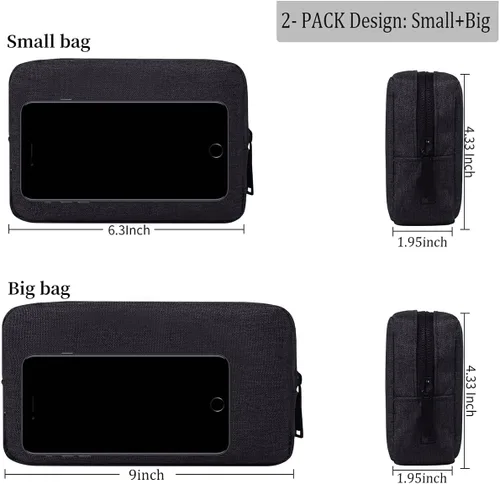 Vista 2 de CAAORDKSO Funda para accesorios electrónicos, organizador electrónico para cables de viaje, bolsa de almacenamiento impermeable portátil para disco