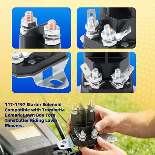 Vista 4 de 117-1197 784-1221-210 Solenoide de arranque compatible con cortacésped Exmark Lawn Boy Toro Z 1-513075 104-3189 117-1197 212655 28-4210 47-1910, 12V