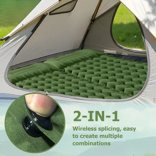 Vista 4 de Almohadilla de dormir Toncoke, almohadilla inflable extra gruesa y ultraligera con almohada, bomba de pie de 30s, colchón de camping de 3.54