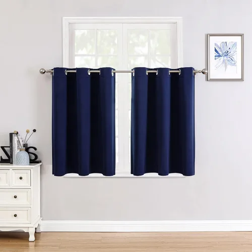 Vista 44 de ChrisDowa - Cortinas cortas para ventana de 40 pulgadas para dormitorio - Cortinas cortas con ojales y aislamiento térmico para oscurecer