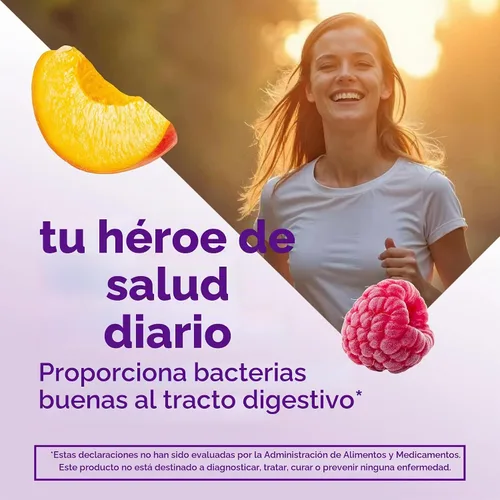Vista 3 de vitafusion Suplementos de gomitas probióticas, suplementos nutricionales probióticos con sabor a frambuesa, melocotón y mango, 70