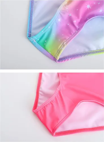 Vista 7 de Mecamelon Paquete de 2 trajes de baño de una pieza para niñas, estampado de unicornio, sirena, traje de baño de playa