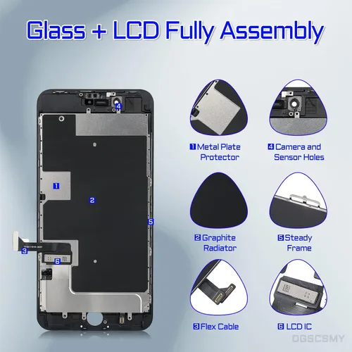 Vista 2 de Para iPhone 8 Plus Pantalla Reemplazo Negro 5.5" LCD Kit