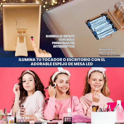Vista 3 de Get Trend Regalos de Harry Potter, espejo de tocador LED con luces, espejo de maquillaje para escritorio, dormitorio, decoración de habitación Multi