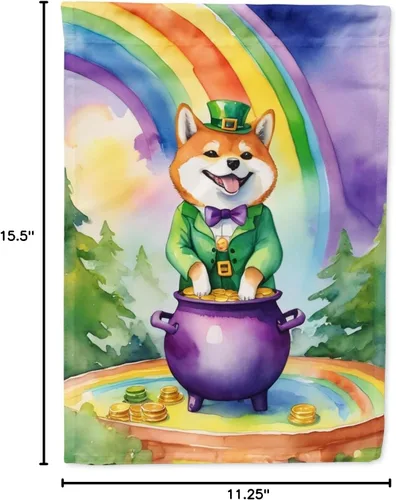 Vista 6 de Caroline's Treasures DAC5612GF Bandera de Shiba Inu para el Día de San Patricio, bandera decorativa para patio exterior, patio, parterres
