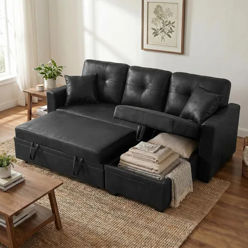 Vista 11 de TYBOATLE Sofá de dos plazas de piel sintética de 65 pulgadas para dormitorio, moderno y cómodo sofá de mediados de siglo con puertos de carga USB
