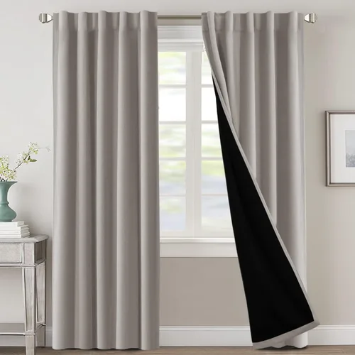 Vista 96 de H.VERSAILTEX Cortinas 100% opacas para dormitorio con forro negro, cortinas de oscurecimiento de habitación completa, con aislamiento térmico