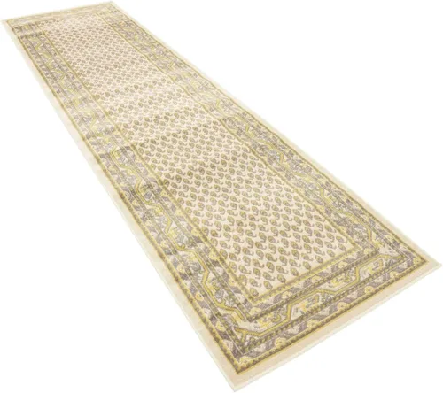 Vista 7 de Unique Loom Williamsburg Collection - Alfombra tradicional con borde central de puntos, alfombra de pasillo de 2 pies 9 pulgadas x 9 pies 10 Beige