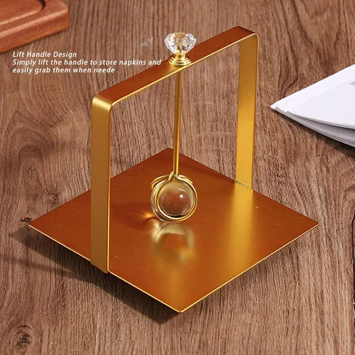 Vista 5 de Flat Napkin Holder, Metal Napkin Holder for Kitchen Dining, Elegant Square Lift Handle Modern Paper Serviette Dispenser for Restaurant Hotel Home