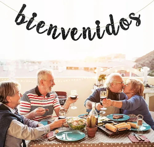 Vista 6 de INNORU Cartel de Bienvenidos - Decoración de fiesta mexicana de bienvenida - Cartel español para decoración de fiesta en el hogar - Suministros