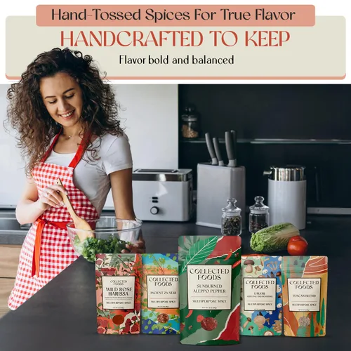 Vista 7 de Set de regalo de especias veganas, colección gourmet de condimentos de chefs de NYC Incluye Za’atar, polvo Umami, mezcla toscana, especia Harissa