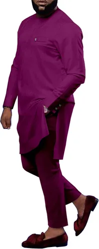 Vista 6 de Ropa africana para hombre, Bazin Riche Dashiki - Conjunto de 2 piezas, traje africano tribal