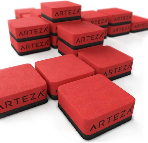 Vista 7 de Arteza Mini borradores de pizarra blanca, paquete de 20, 2 x 2 x 0.8 pulgadas, borradores magnéticos lavables para pizarras de borrado en seco