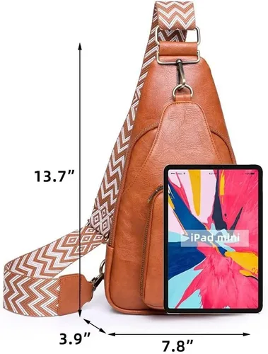 Vista 7 de Bolso bandolera para mujer, diseño vintage, bolso cruzado en el pecho, impermeable, riñonera ligera para viajes y senderismo